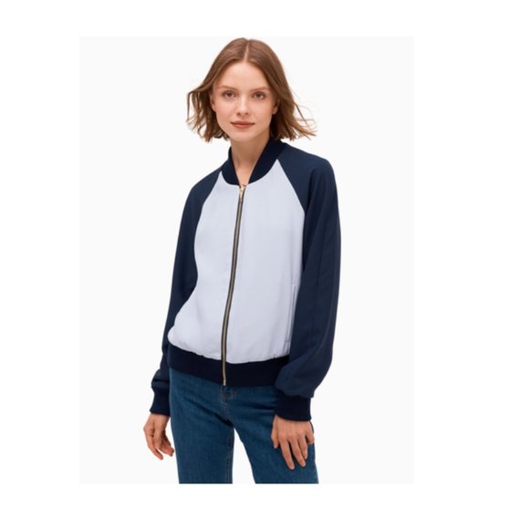 kate spade Out West Wild Roses Reversible Bomber Jacket blue floral size xl - Picture 3 of 13